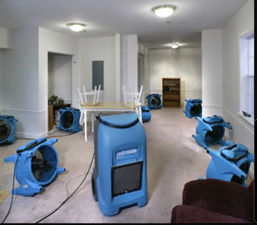 Air movers and dehumidifier setup for Water Extraction & Removal in Benbrook